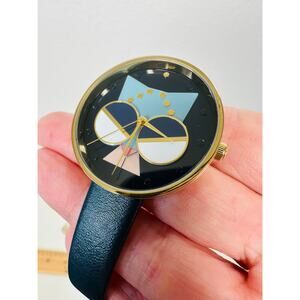 Kate Spade Metro Spade-animal Cat in Gold Navy Leather Band